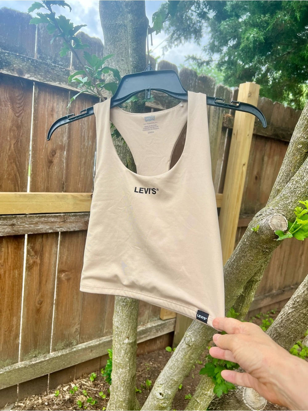 Levis Nude Taupe Exercise crop athletic Racerback tank bra top S tan khaki 90’s